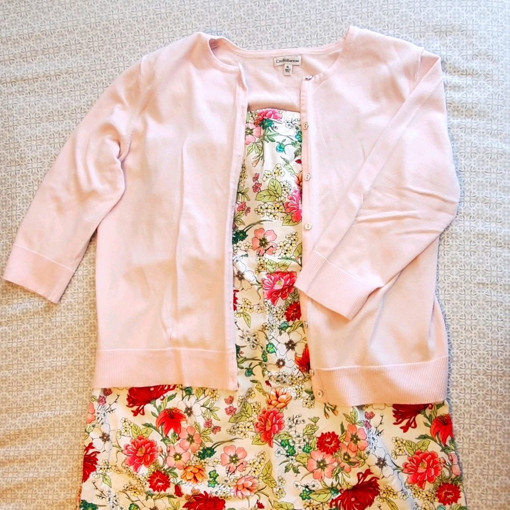 Cardigan and Strapless Spring Dress Set